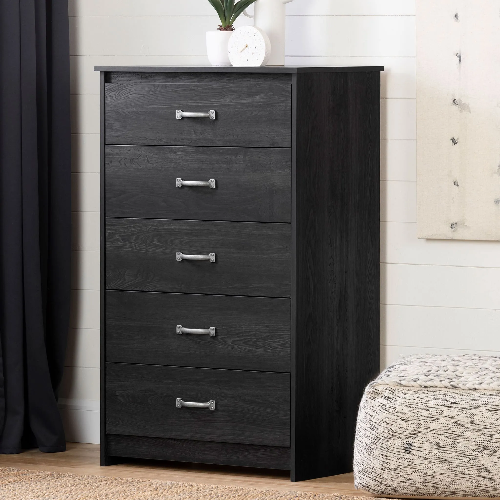 South Shore Commode 5 Tiroirs - Tassio Chêne gris
