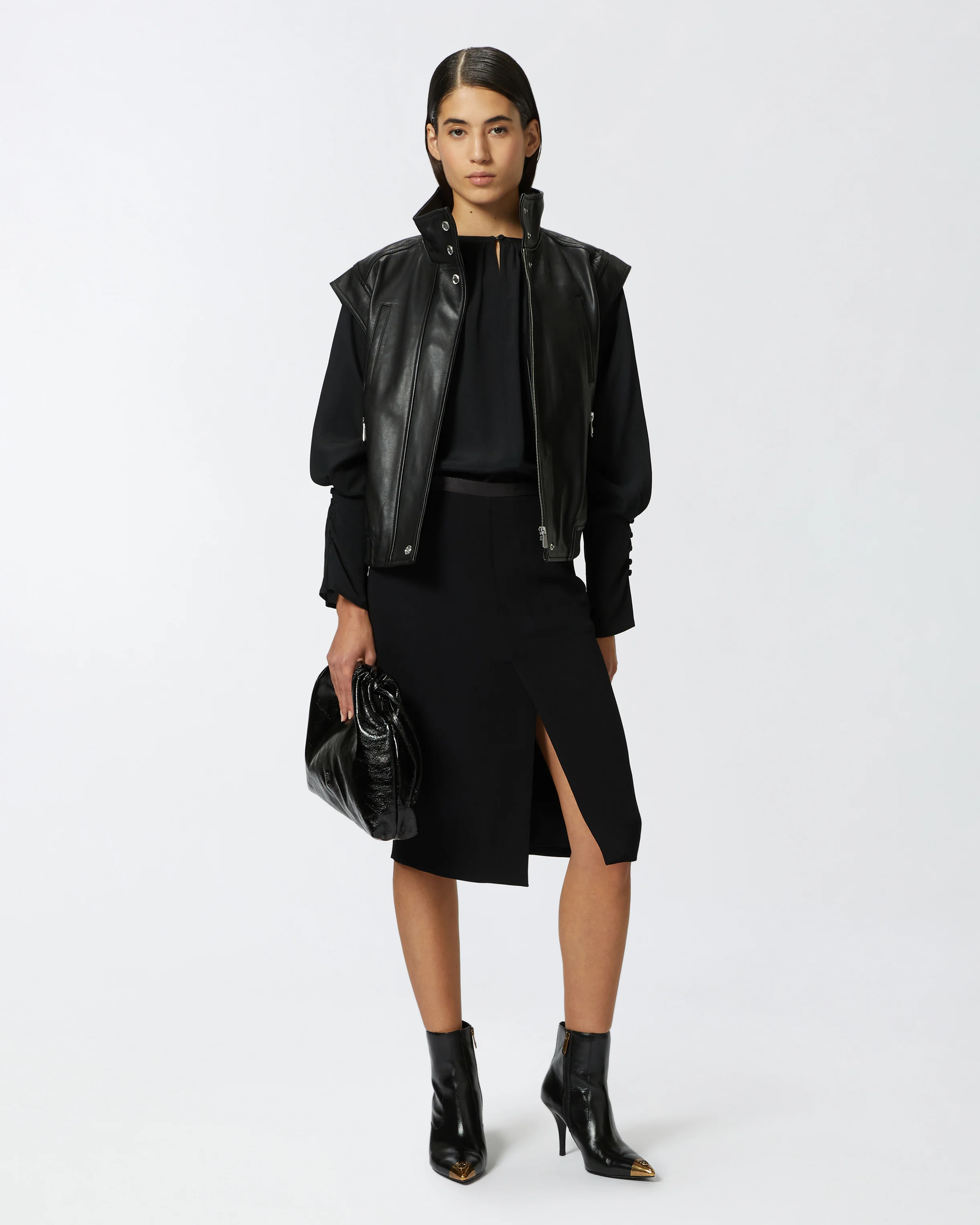 Blouse fluide à encolure en v | Noir
