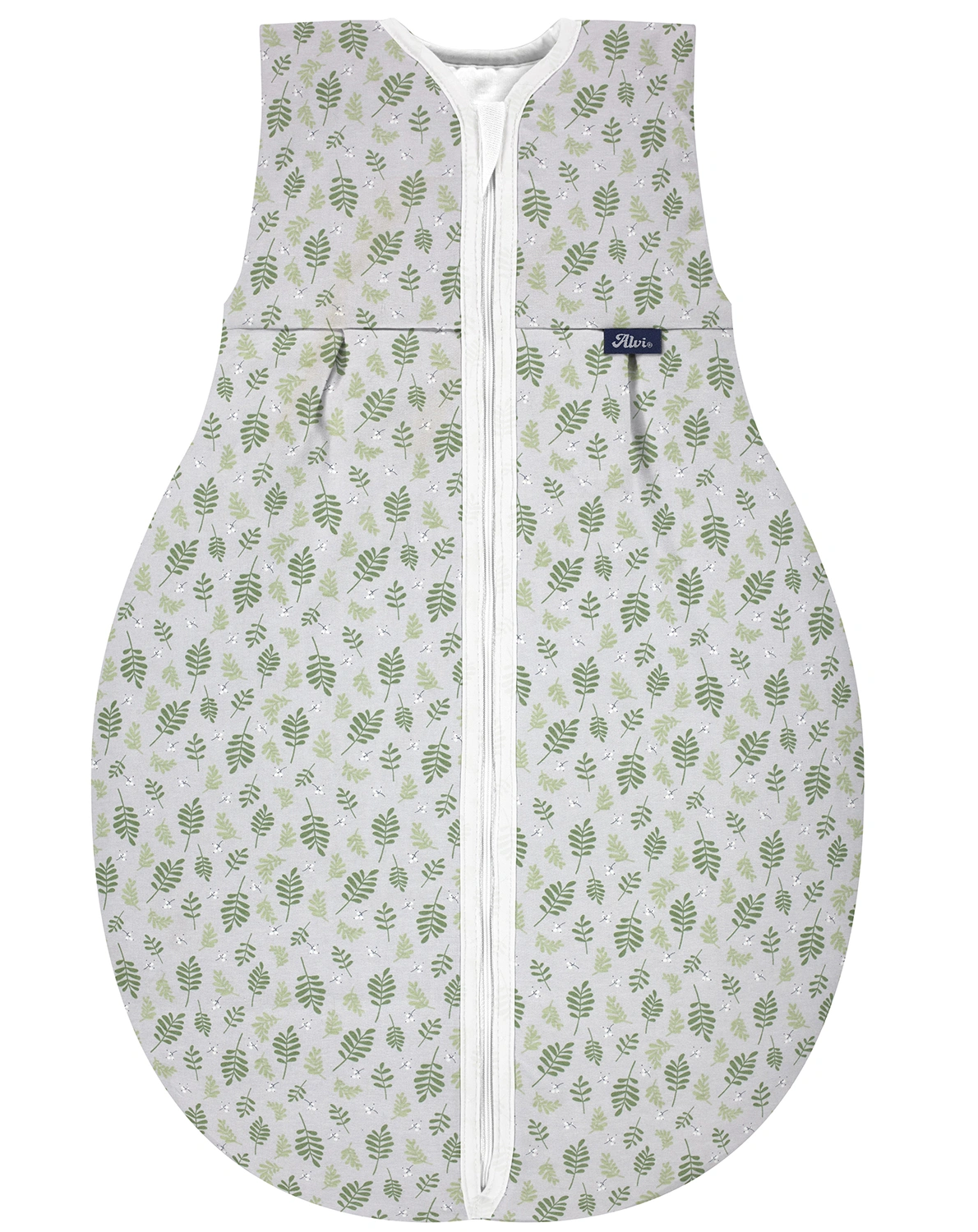 Kugelschlafsack THERMO – DRIFTING LEAVES in grau/grün