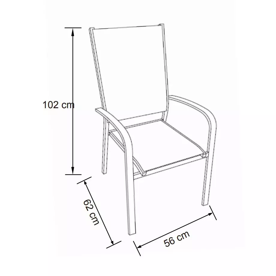 Fauteuil de jardin dossier haut aluminium empilable Murano Gris anthracite