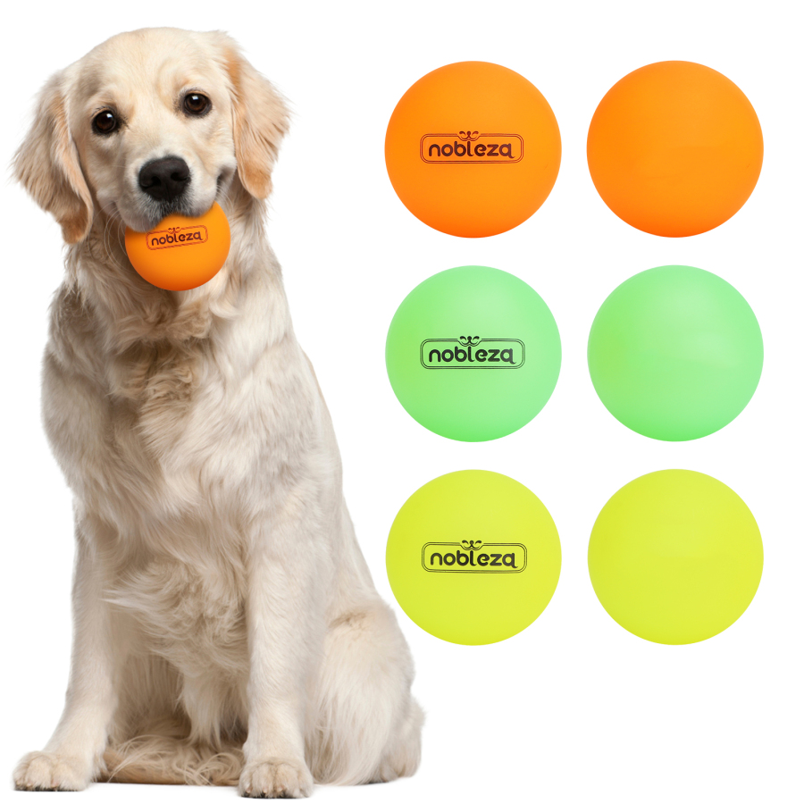 Bola de brinquedo para cães Nobleza, conjunto de 6 bolas que brilham no escuro, bola interativa para cães, adequada para todas as raças, brilha no escuro (6 cm de diâmetro)