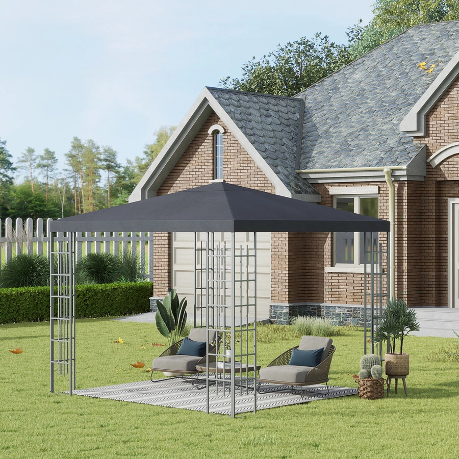 Outsunny Pavillon mit Stahlrahmen grau