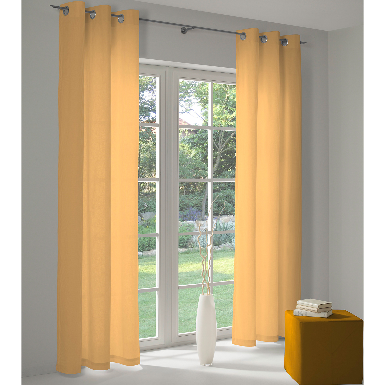 Einzelschal mit Ösen UNI COLLECTION LIGHT - dunkelgelb - 145x145 cm