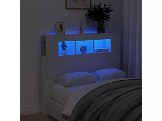Tête de lit à LED blanc 120x18,5x103,5 cm bois d'ingénierie
