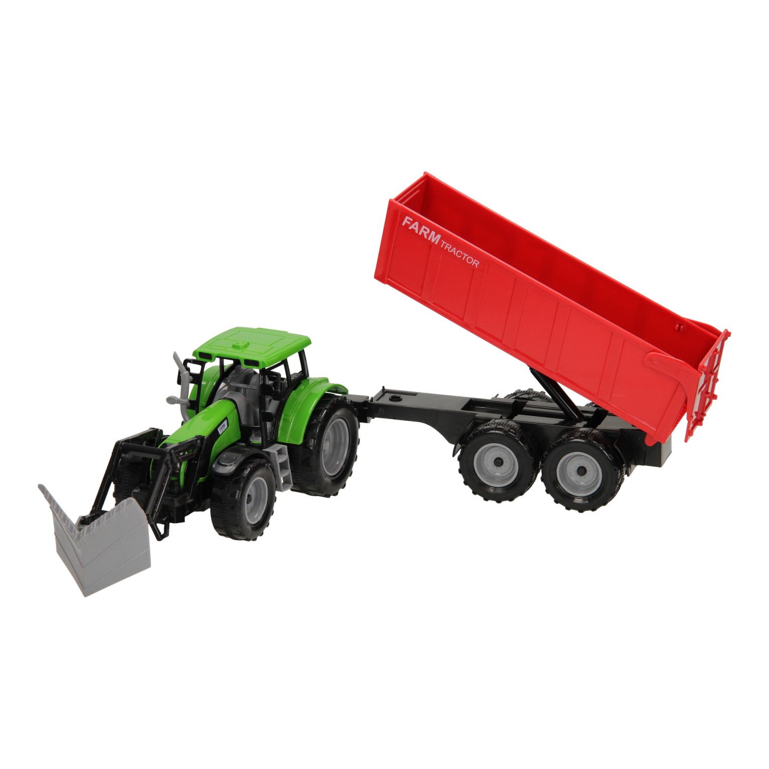 Tractor met Voorlader en Aanhanger 1:32