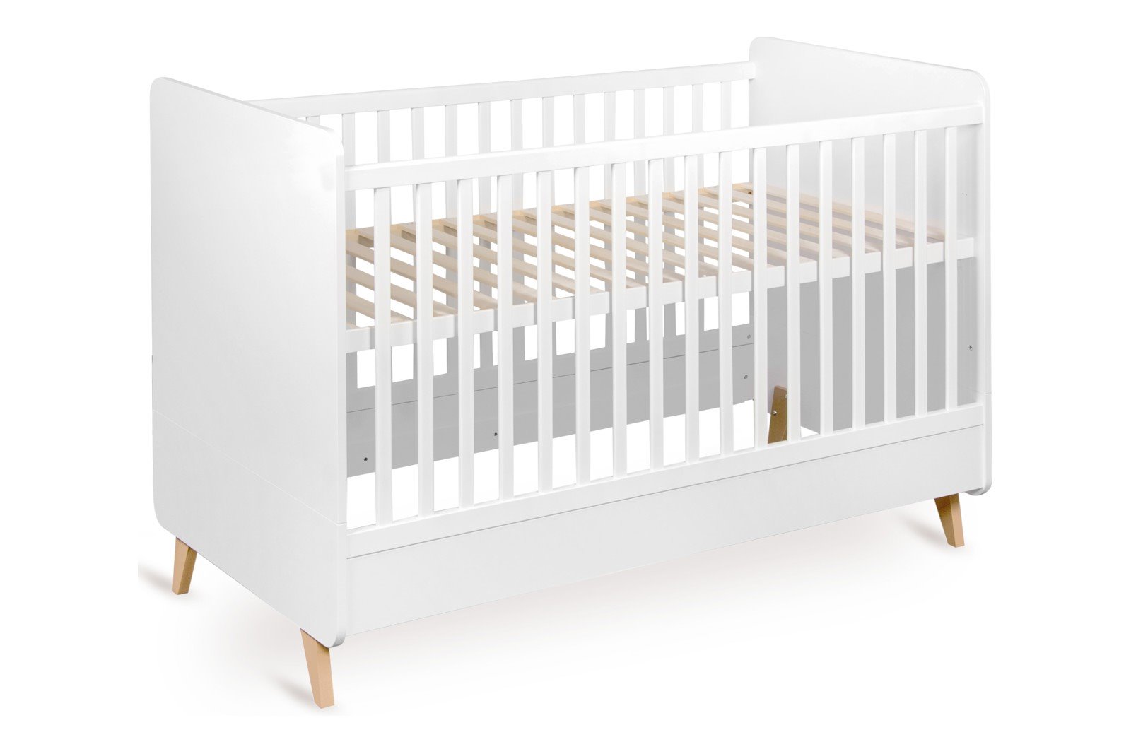 Loft Vokseseng Vokseseng i bøk/melamin med justerbar madrasshøyde og avtagbar front. Hvit/bøk 70x140 cm. Kombiner med Loft junior kit (selges separat).