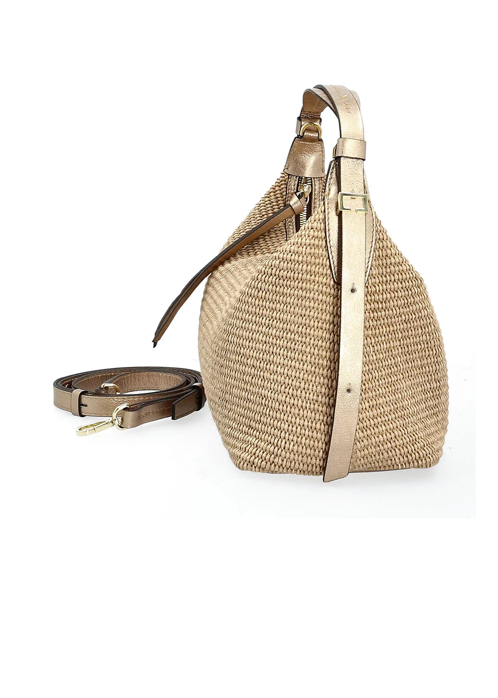 PETIT EMILIA RAPHIA ET CUIR METALISE