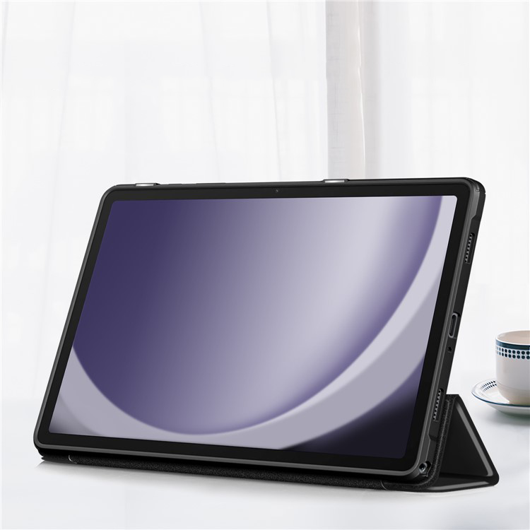 Samsung Galaxy Tab A9  Plus Hybrid Leder Tasche Smart Case Flip Cover Hülle   S-Pen Halterung - Schwarz