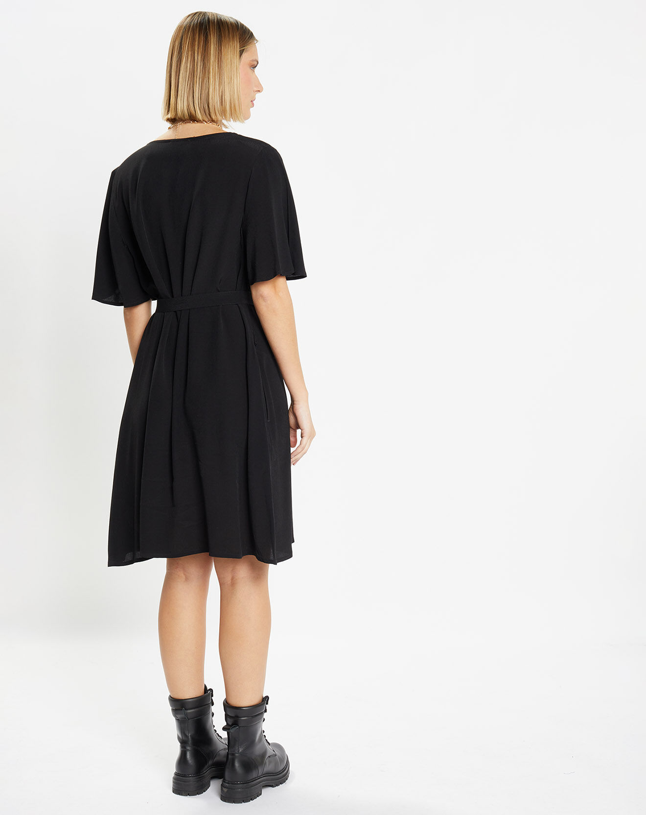 Galeries Lafayette Robe courte Catherine à Col V noire
