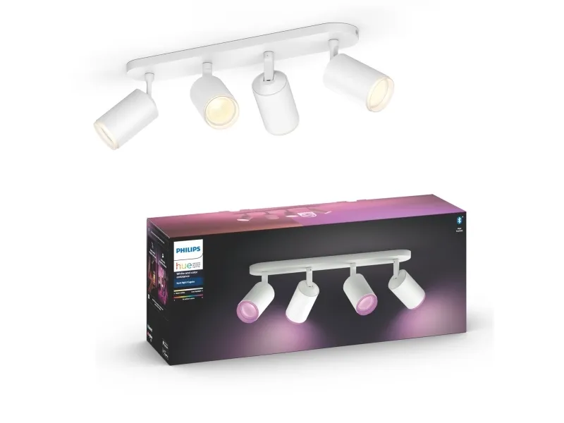 Philips Hue White and Color Ambiance Fugato - Spotlys - LED-lyspære x 4 - GU10 - total: 22.8 W - klasse A  - 16 millioner farver - hvid