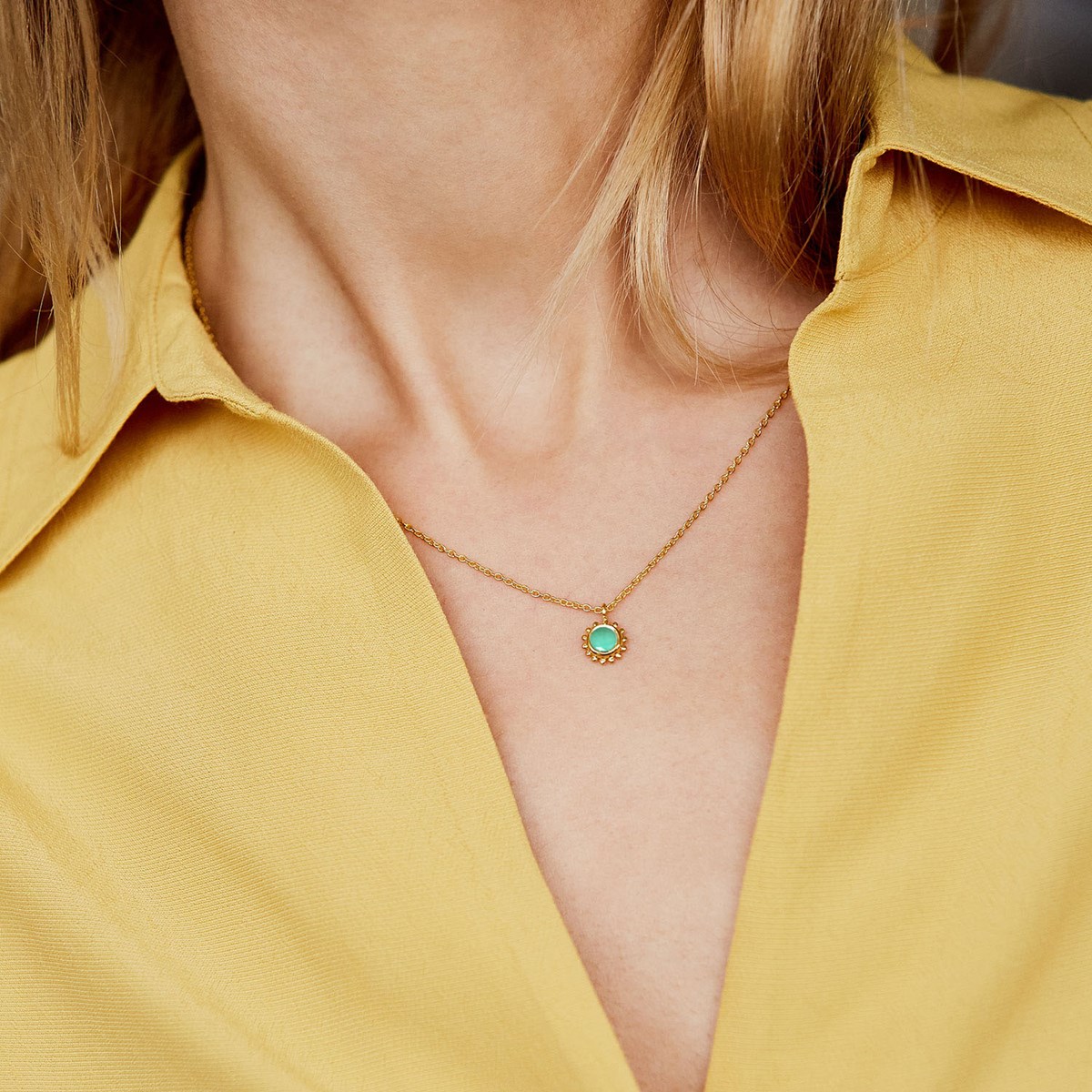 Collier mini Surya Soleil et Chrysoprase