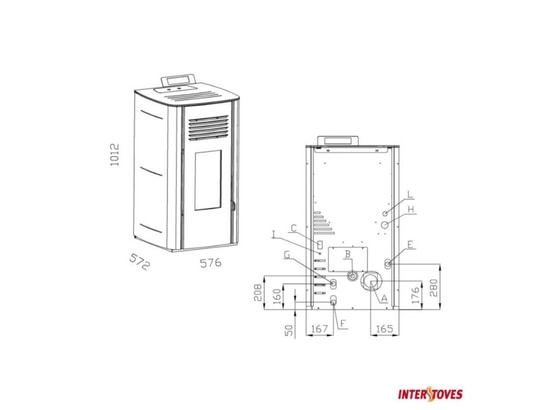INTERSTOVES - Poêle à granulés Poêle à granules hydro elio 13kw etanche - blanc