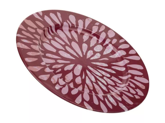 Assiette en métal rouge d33x1,5h