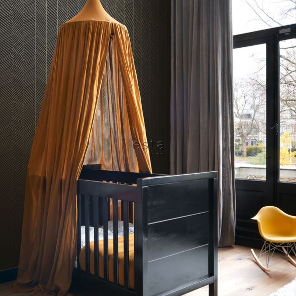 Estahome Visgraat Motief Behang I - 0,53 x 10,05 m - Donkerblauw