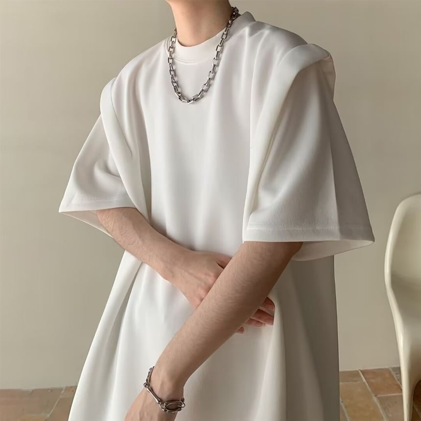 Capbrew - T-shirt met korte mouwen, ronde hals en effen oversized print