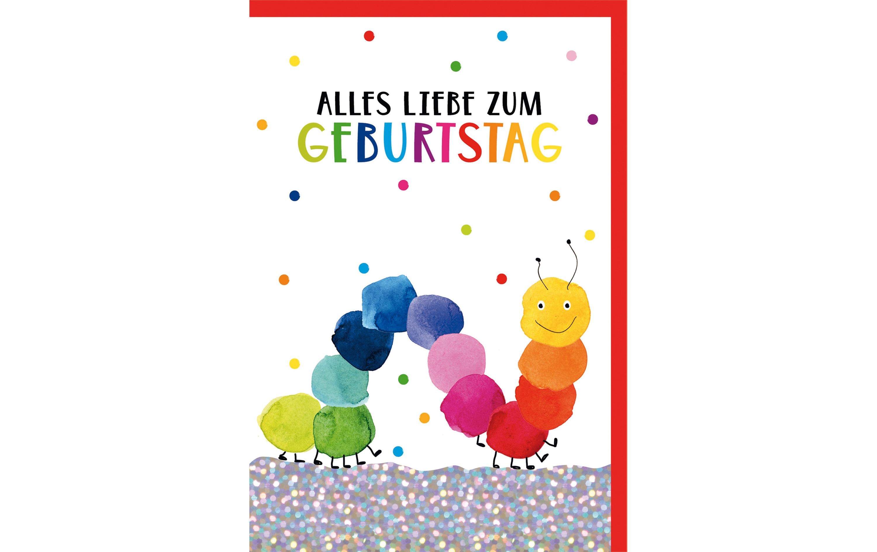 Geburtstagskarte Raupe 11.5 x 17 cmGratulationskarte zum Geburtstag