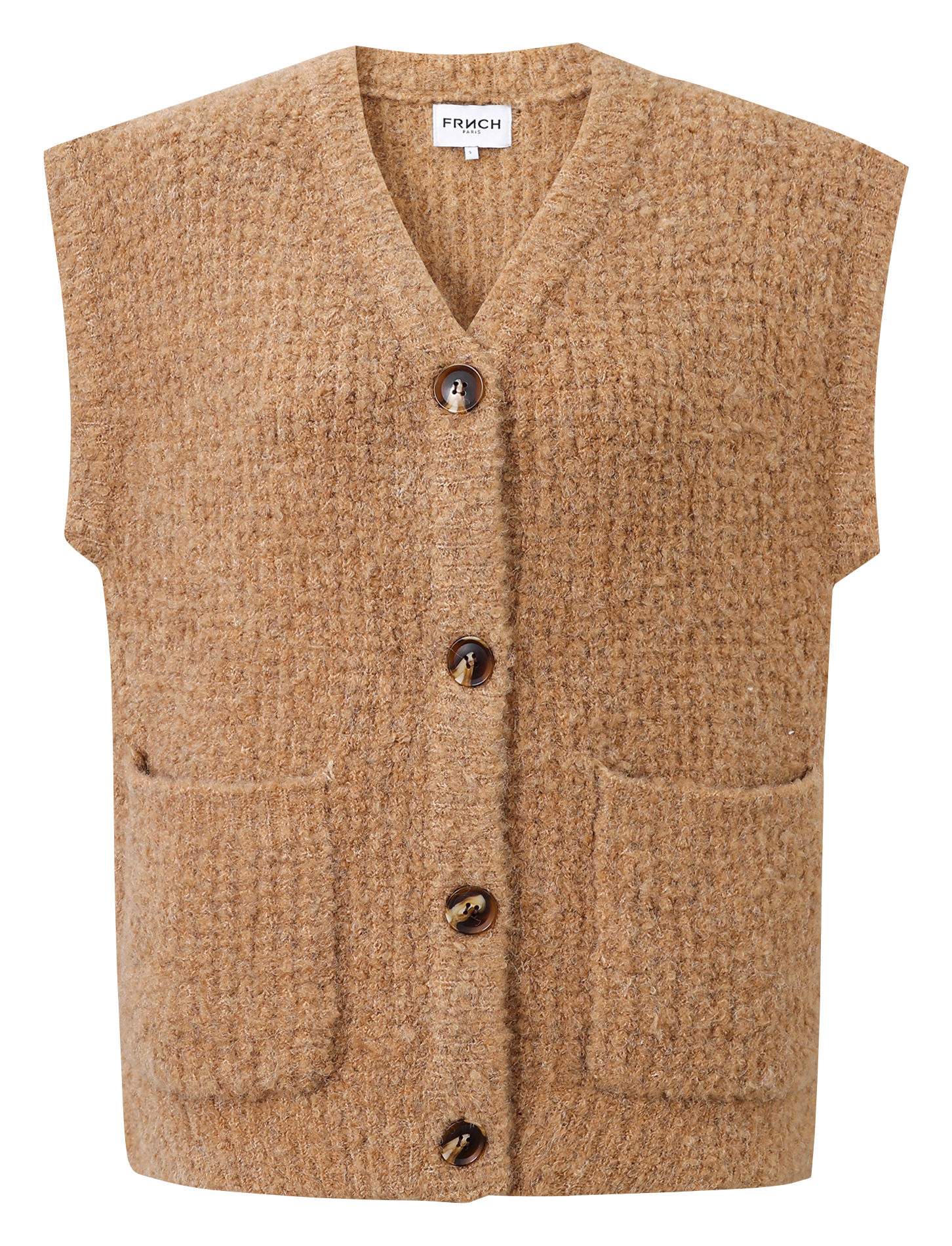 MAGALY - Gilet sans manches en maille bouclette | Marron