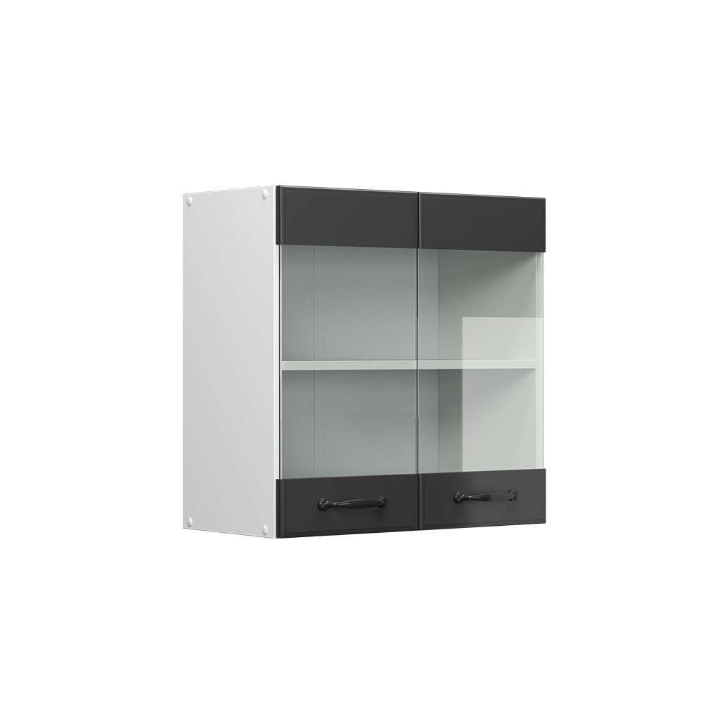 Vicco Hängeglasschrank Küchenschrank Küchenzeile R-Line Landhaus 60 cm Weiß Anthrazit Tür Fächer