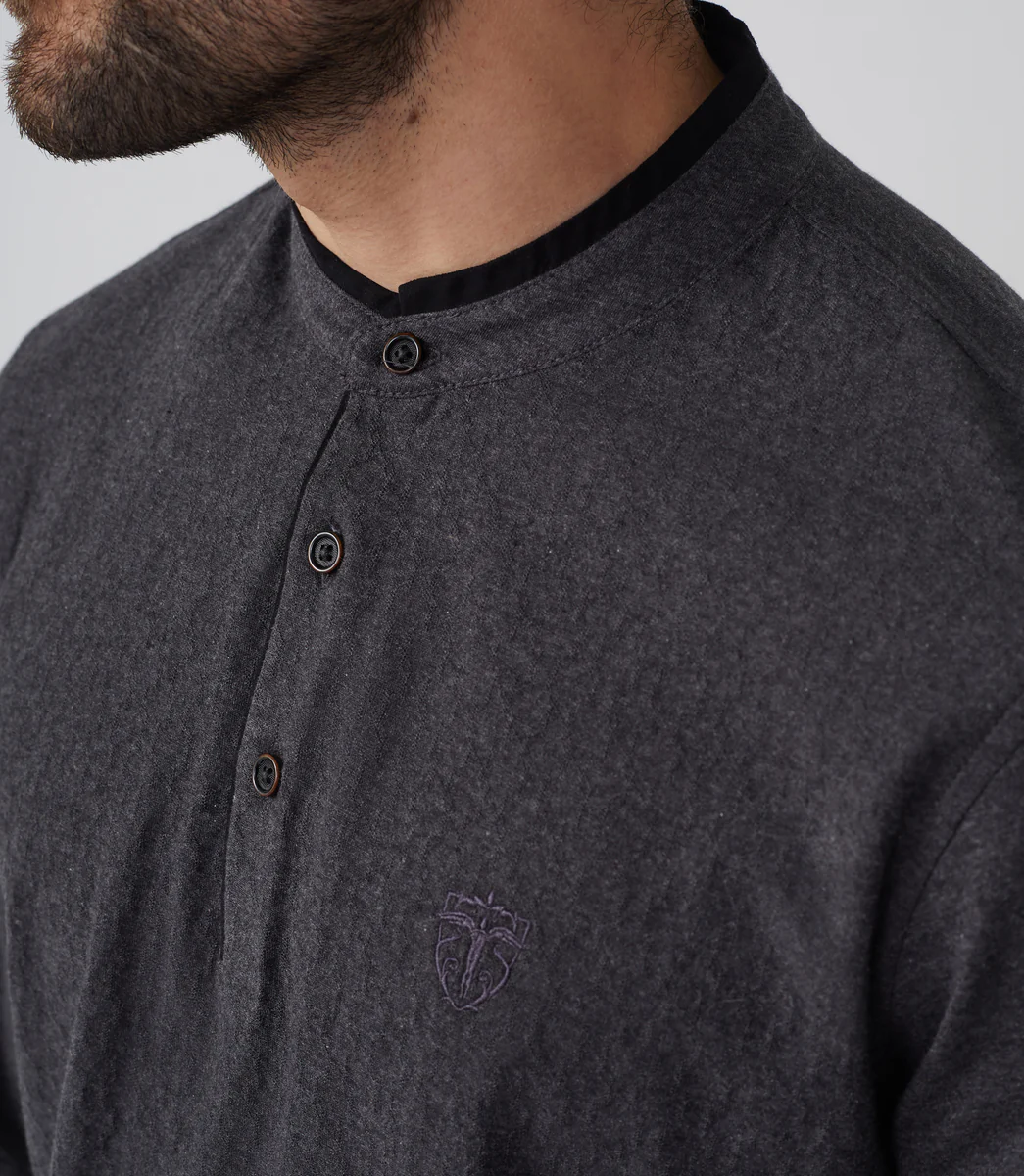 Polo manches longues anthracite 