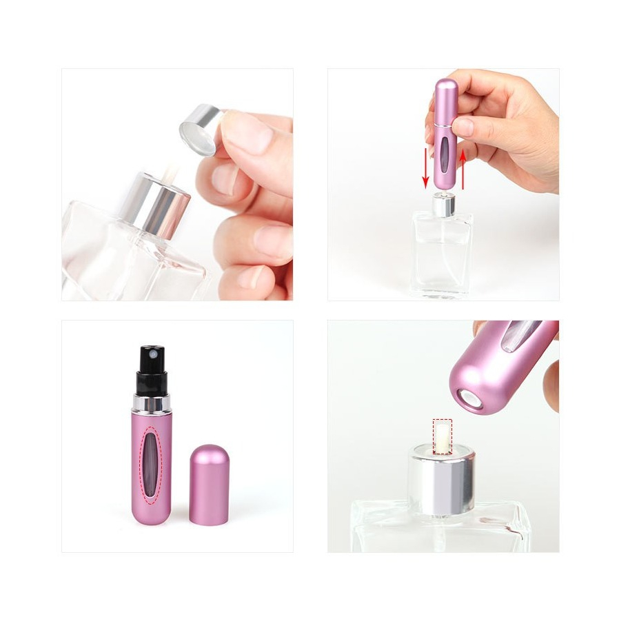 (3er Set) 5ml Mini Parfüm Zerstäuber Befüllbare Reise Sprüh Flasche mit Pumptechnik - Gold / Silber / Rosa