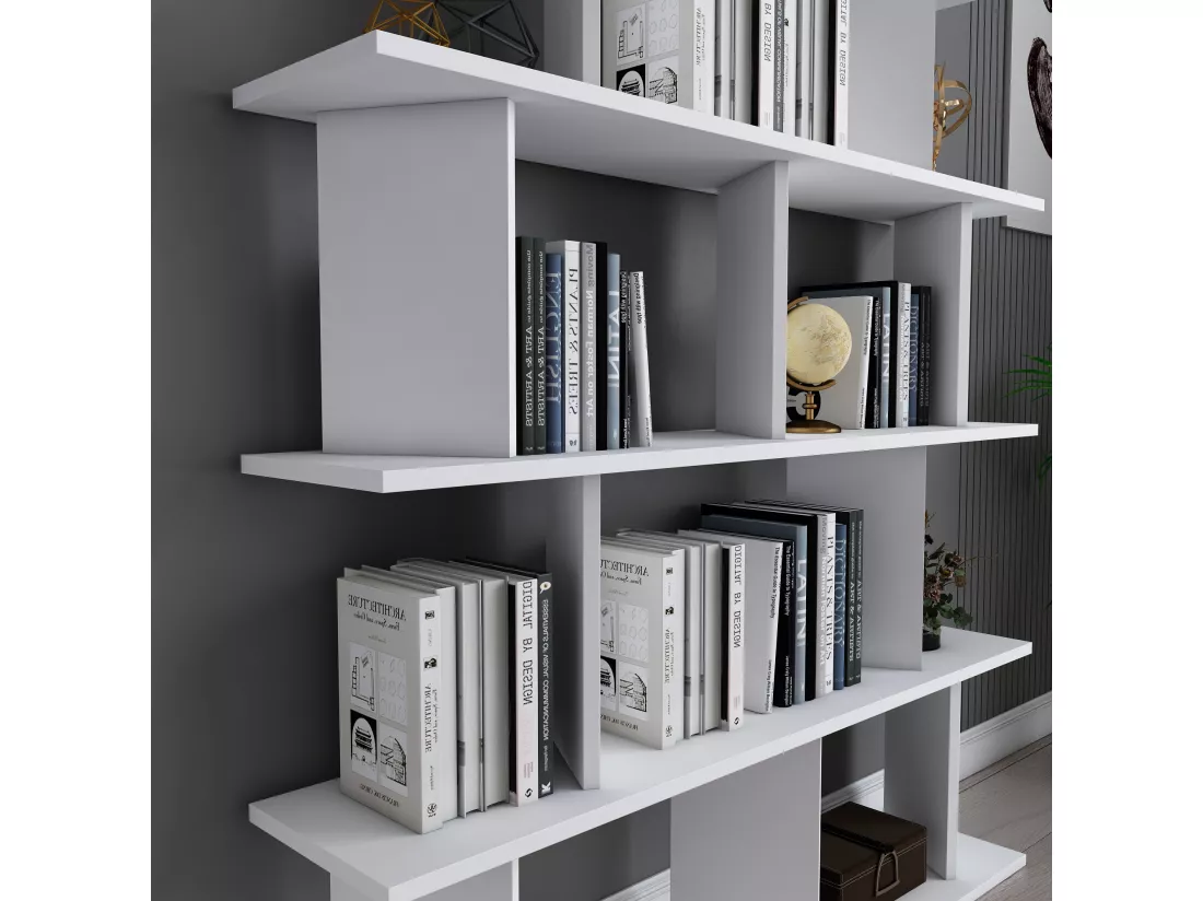 Bibliothèque modern Grace 5-étagères design chic et durable (Blanc)