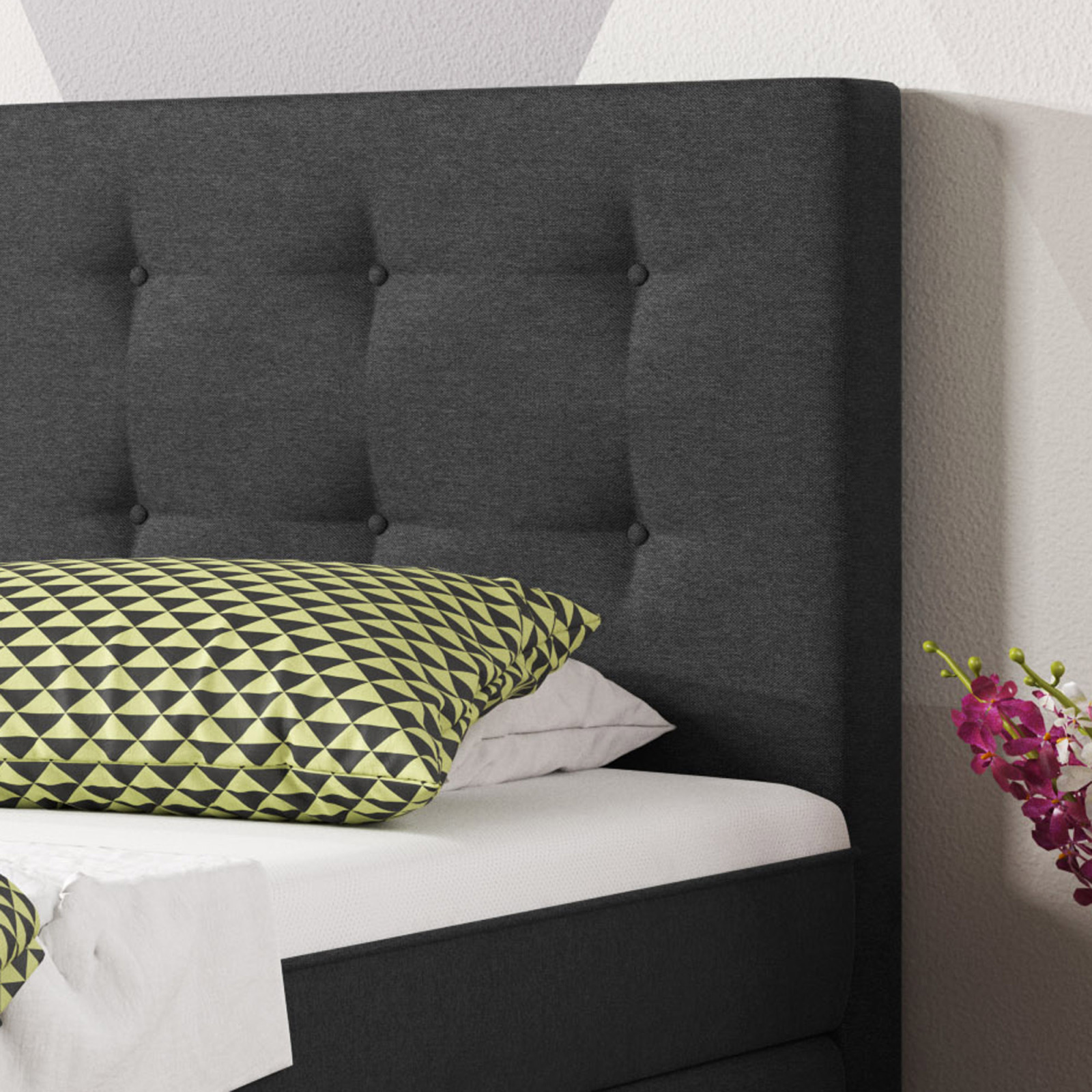Boxspringbett - anthrazit - H3 - 90x200 cm