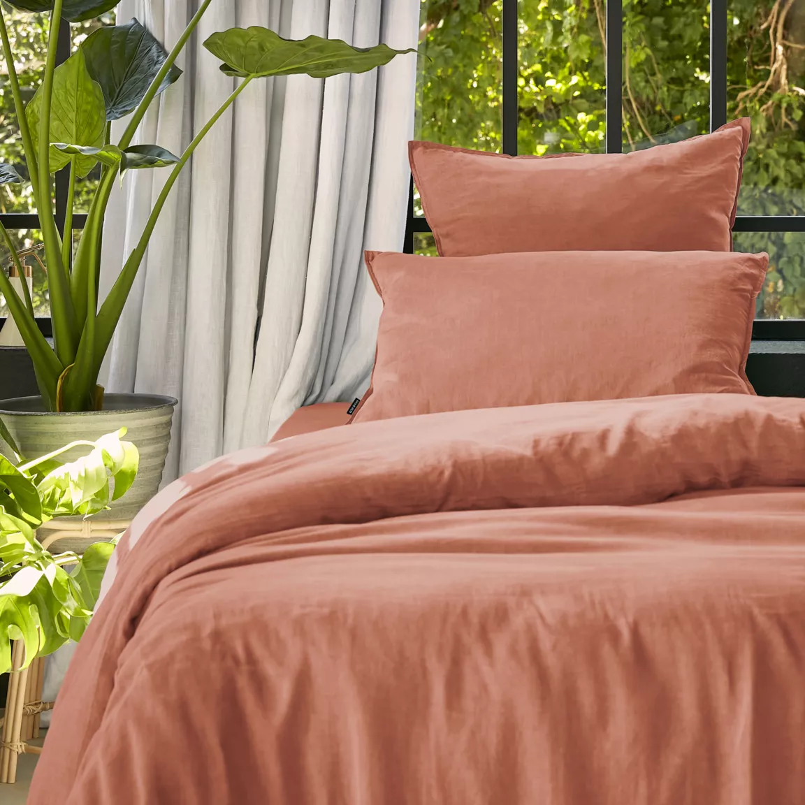 Housse de couette lyocell Tencel™ lavé (140 x 200 cm) Olivia Terracotta