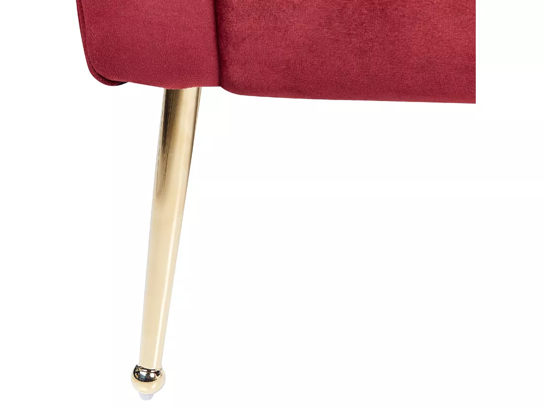 Chaise longue en velours rouge foncé NANTILLY