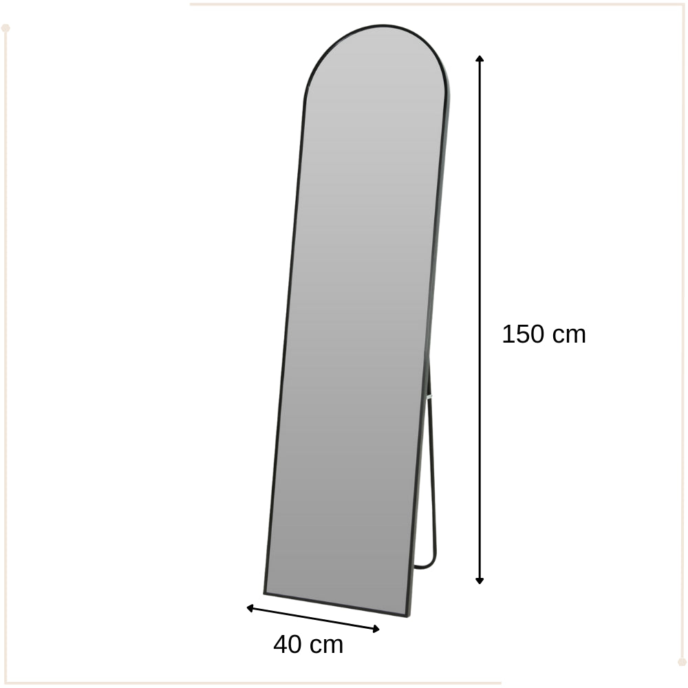 MISOU Passpiegel 150cm Nola - Zwart