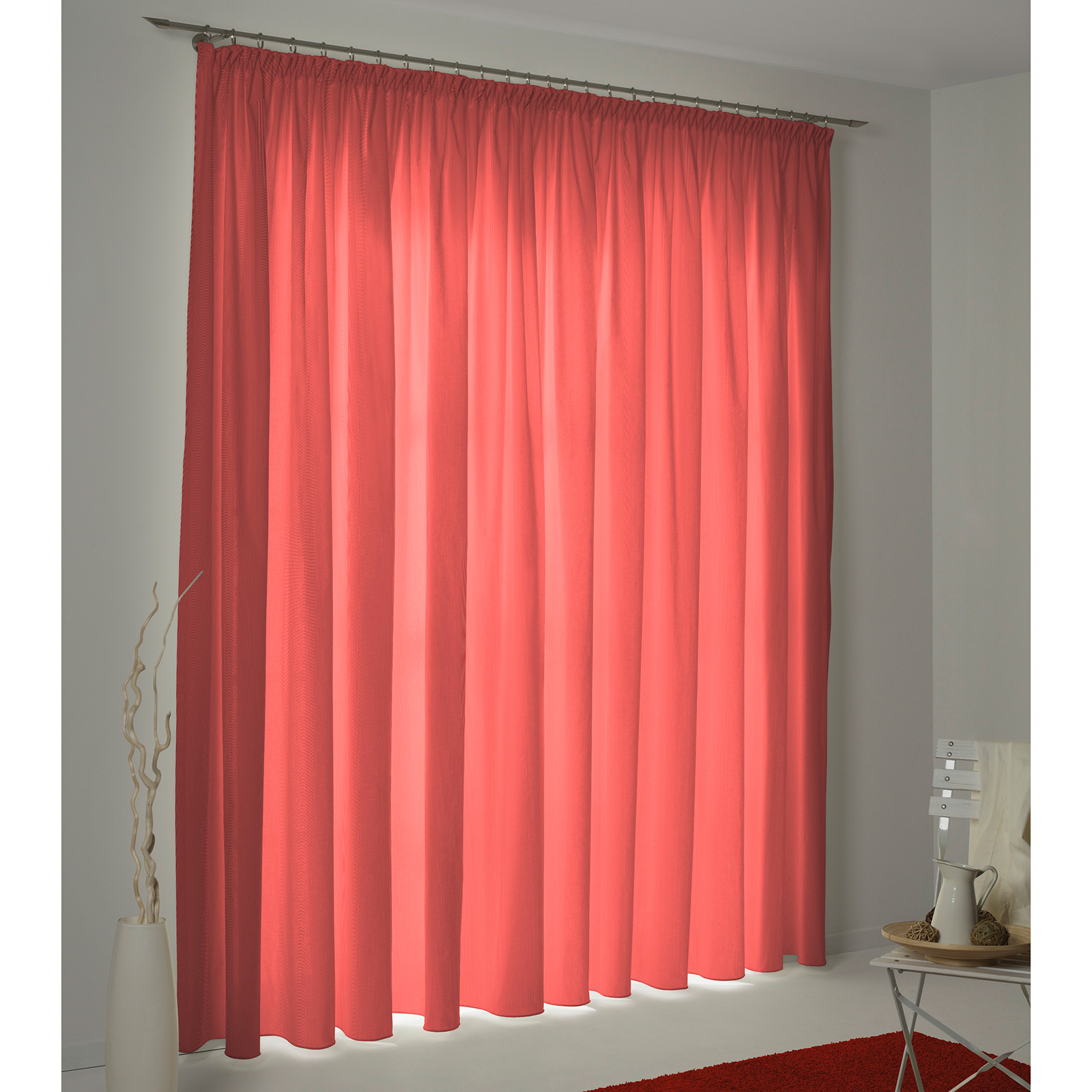 Einzelschal mit Kräuselband UNI COLLECTION LIGHT - rot - 145x145 cm