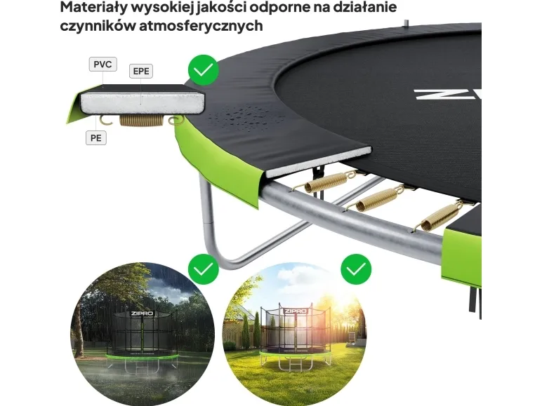 Zipro Trampolin med net og stige Ø312cm   pose til sko