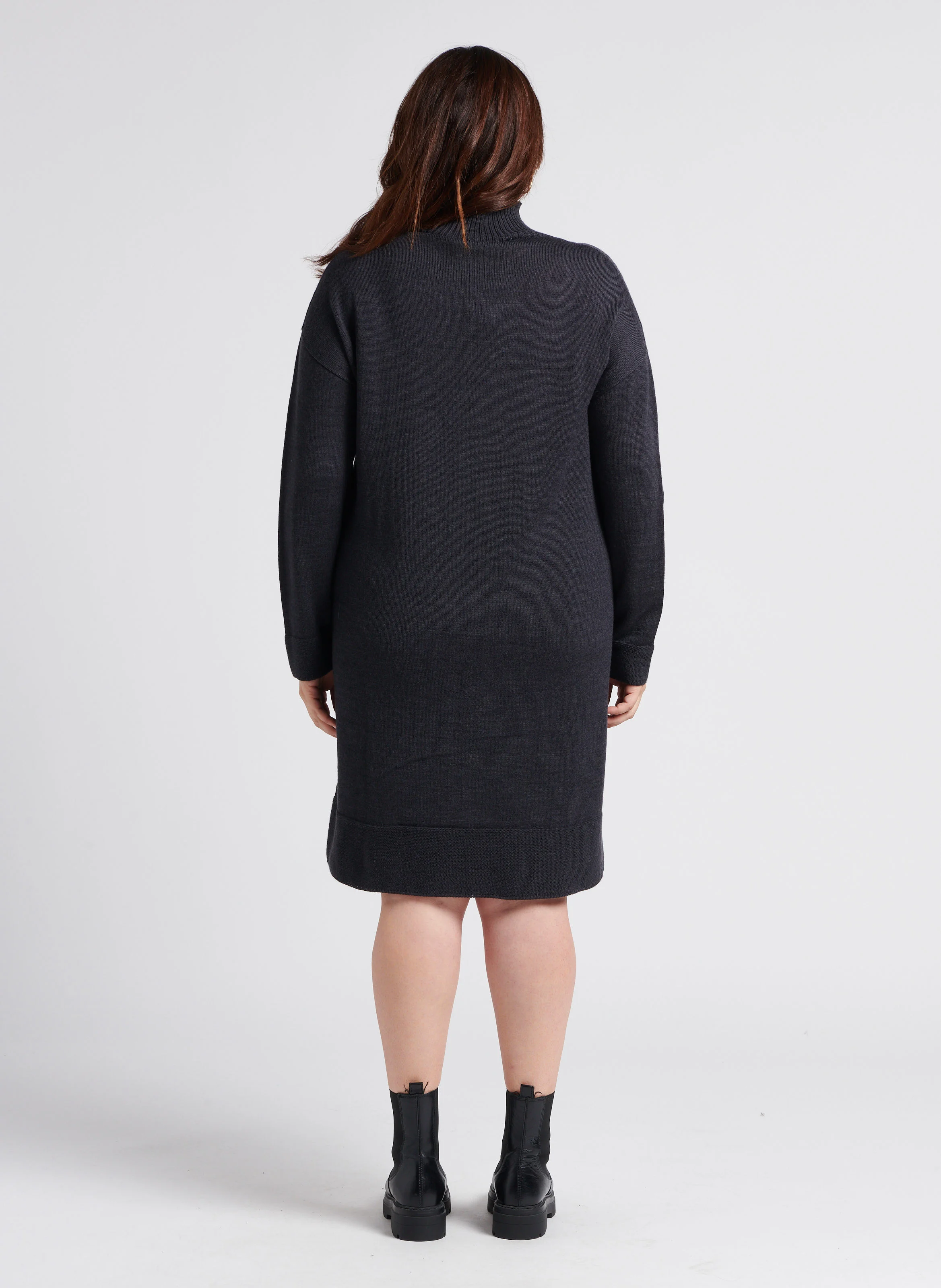 GIADA - Robe pull col montant en laine vierge mélangée | Gris