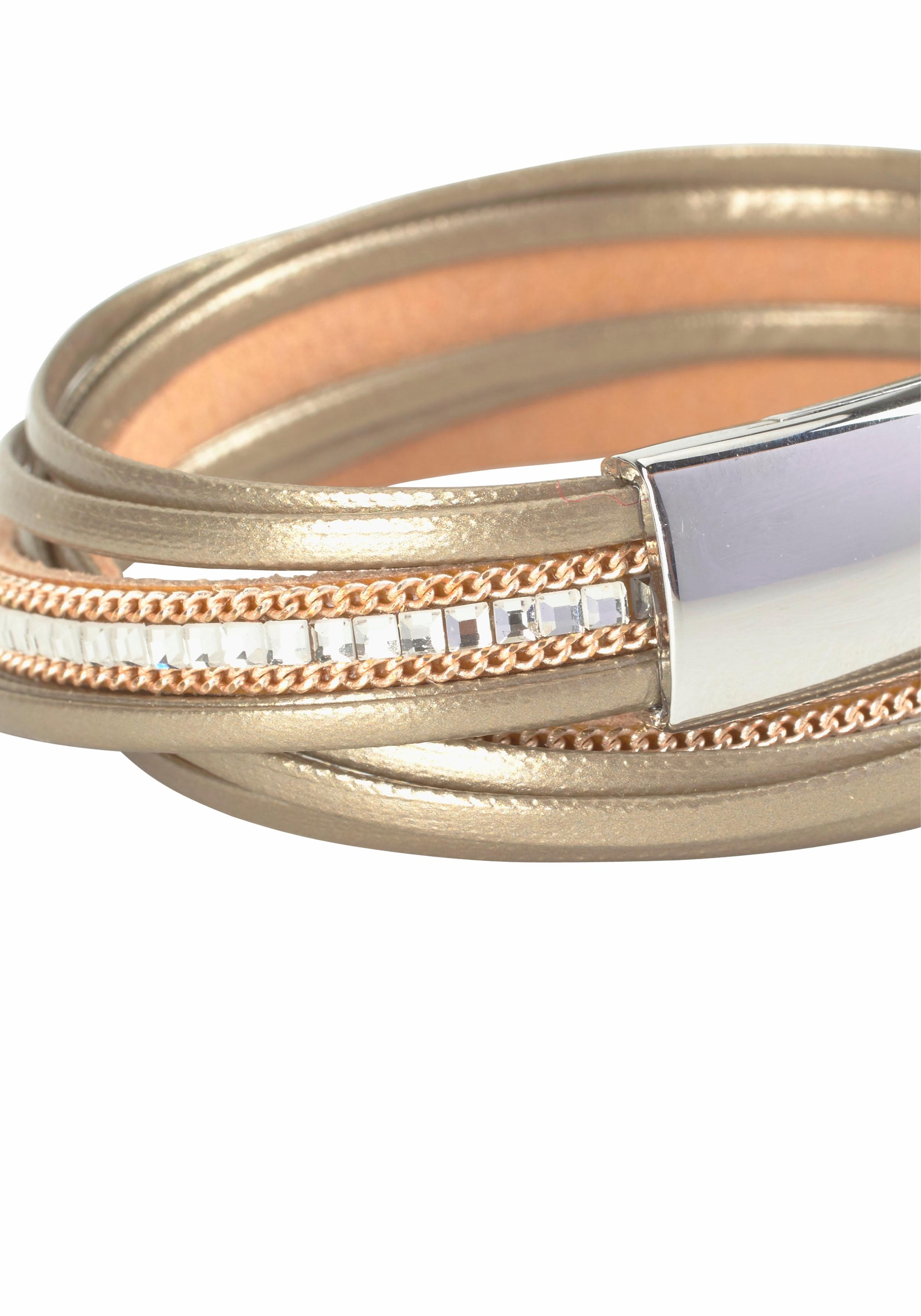 Firetti Wickelarmband »im Metallic Look« mit Glasstein