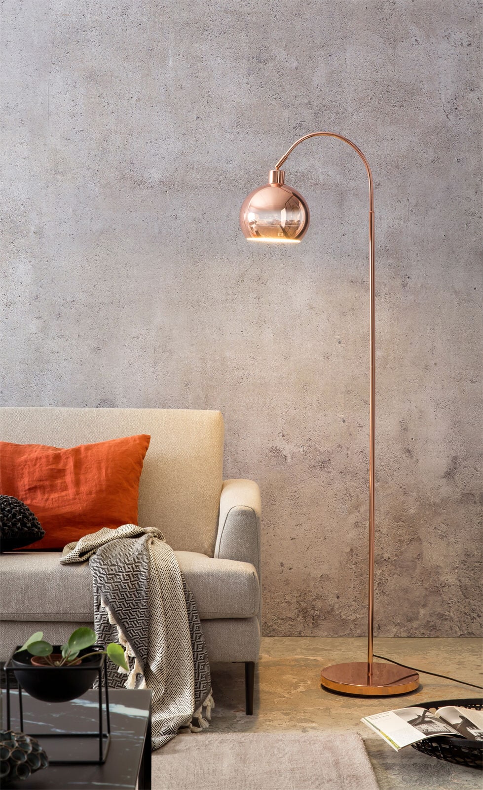 Retrofit Stehlampe 153 cm kupferfarbig