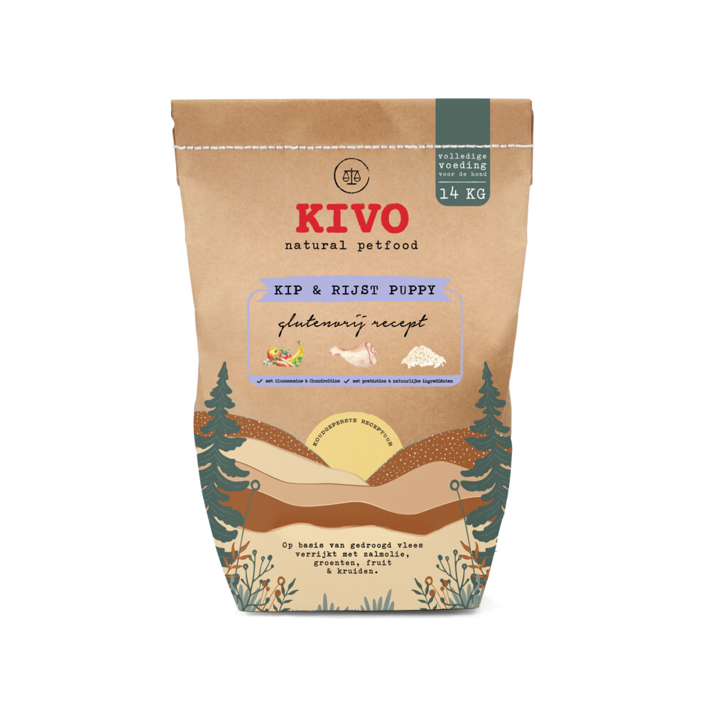 Kivo Kip & Rijst Puppy Glutenvrij14 kg