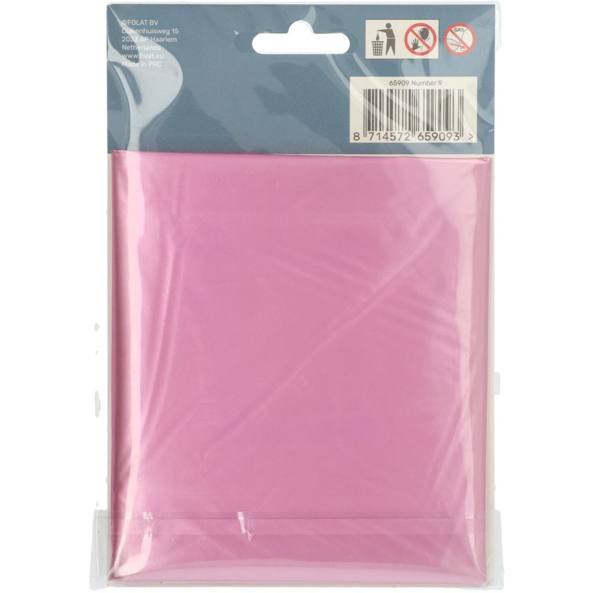 Folie Ballon Cijfer 9 Mat Roze XL 86cm leeg