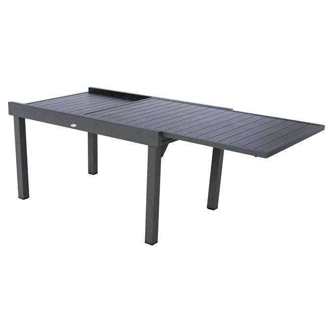 Ensemble table de jardin extensible + 10 fauteuils PIAZZA Graphite