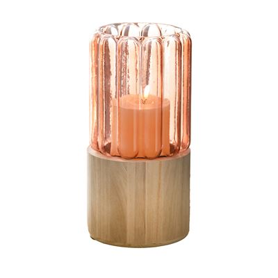 Vase verre et bois