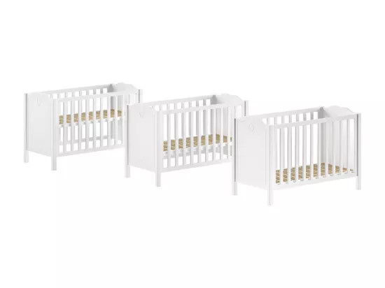 Lit bébé 60x120 et commode à langer Amori Blanc