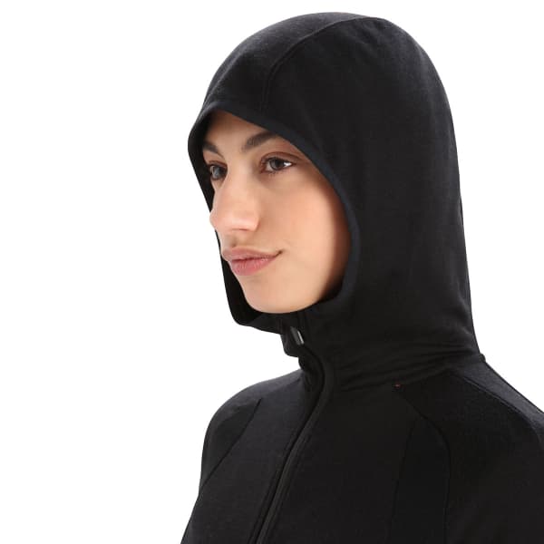 Veste polaire randonnée ICEBREAKER W ZONEKNIT LS ZIP HOODIE BLACK