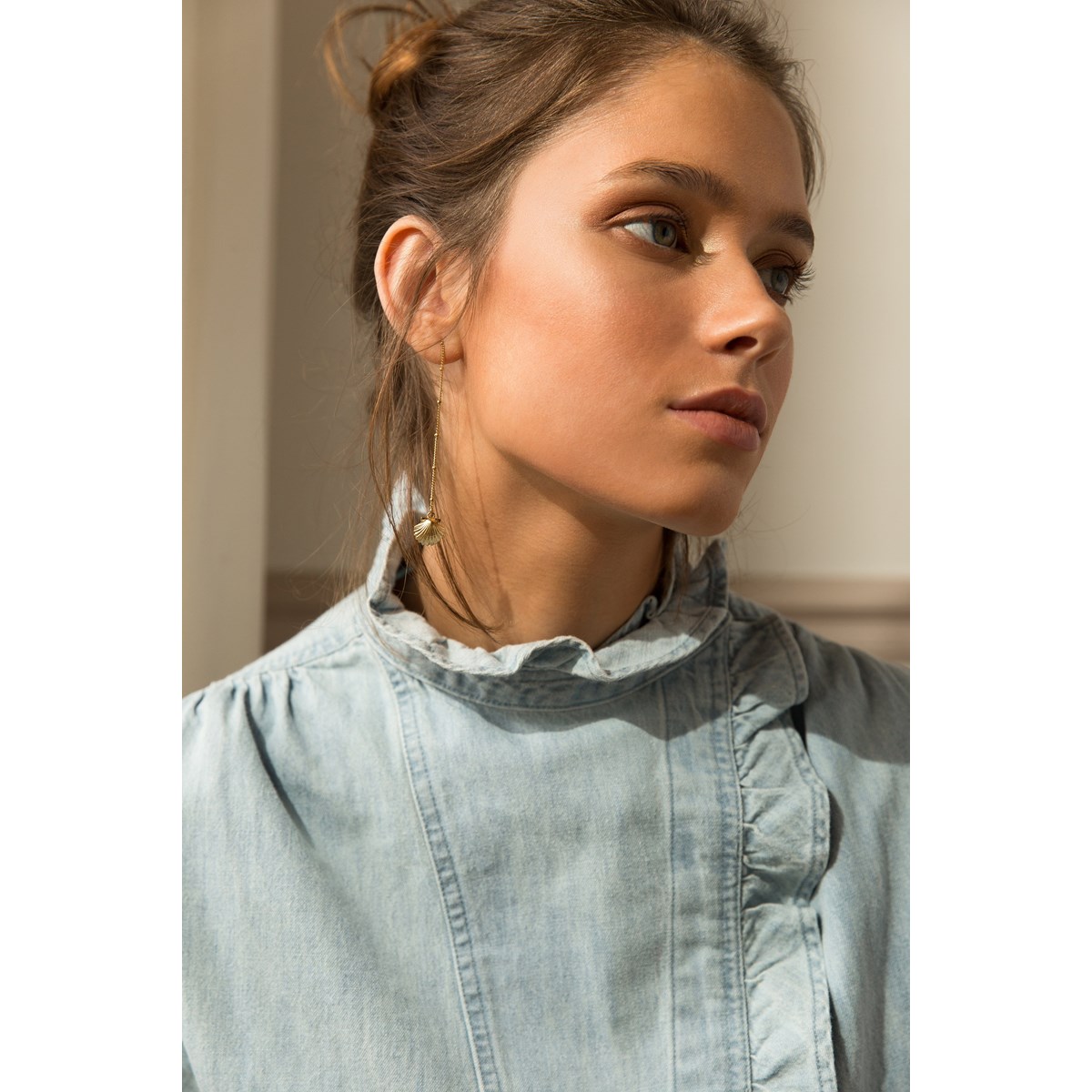 boucles d'oreilles pendantes coquillages doré à l'or fin - NÉRÉE