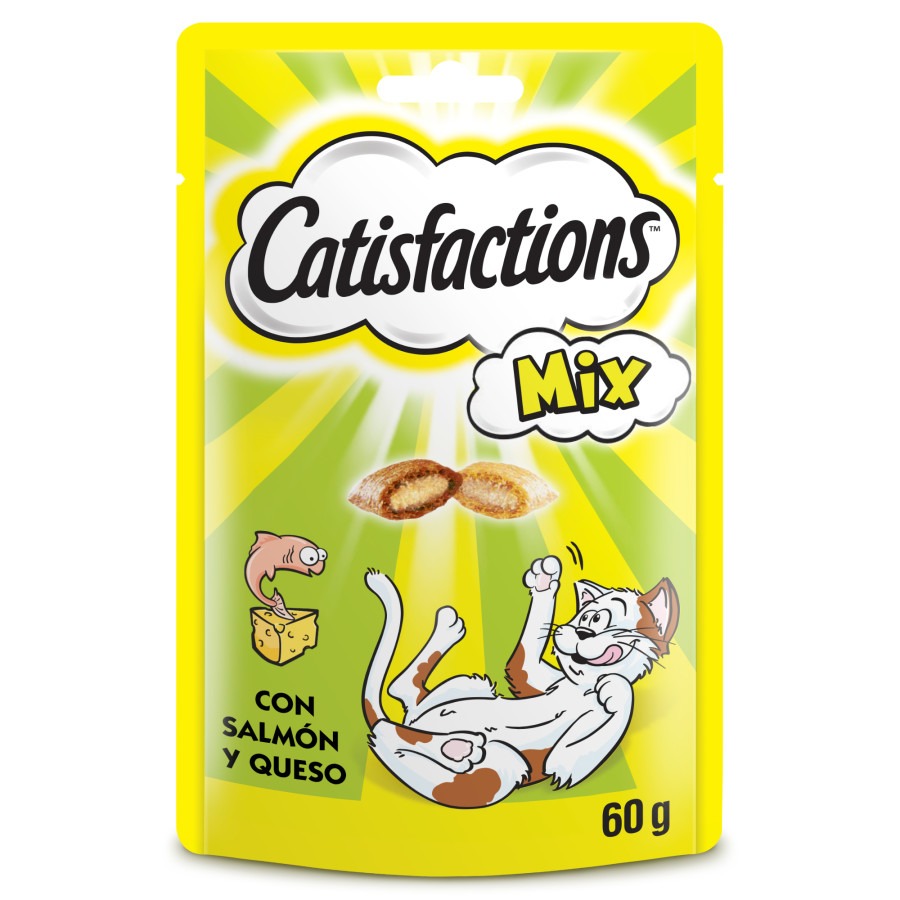Petiscos Catisfactions de Salmão e Queijo para Gatos