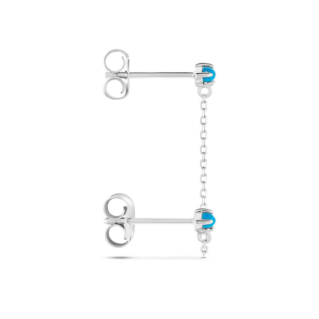 Bijoux D'oreilles Goddess Argent Blanc Turquoise