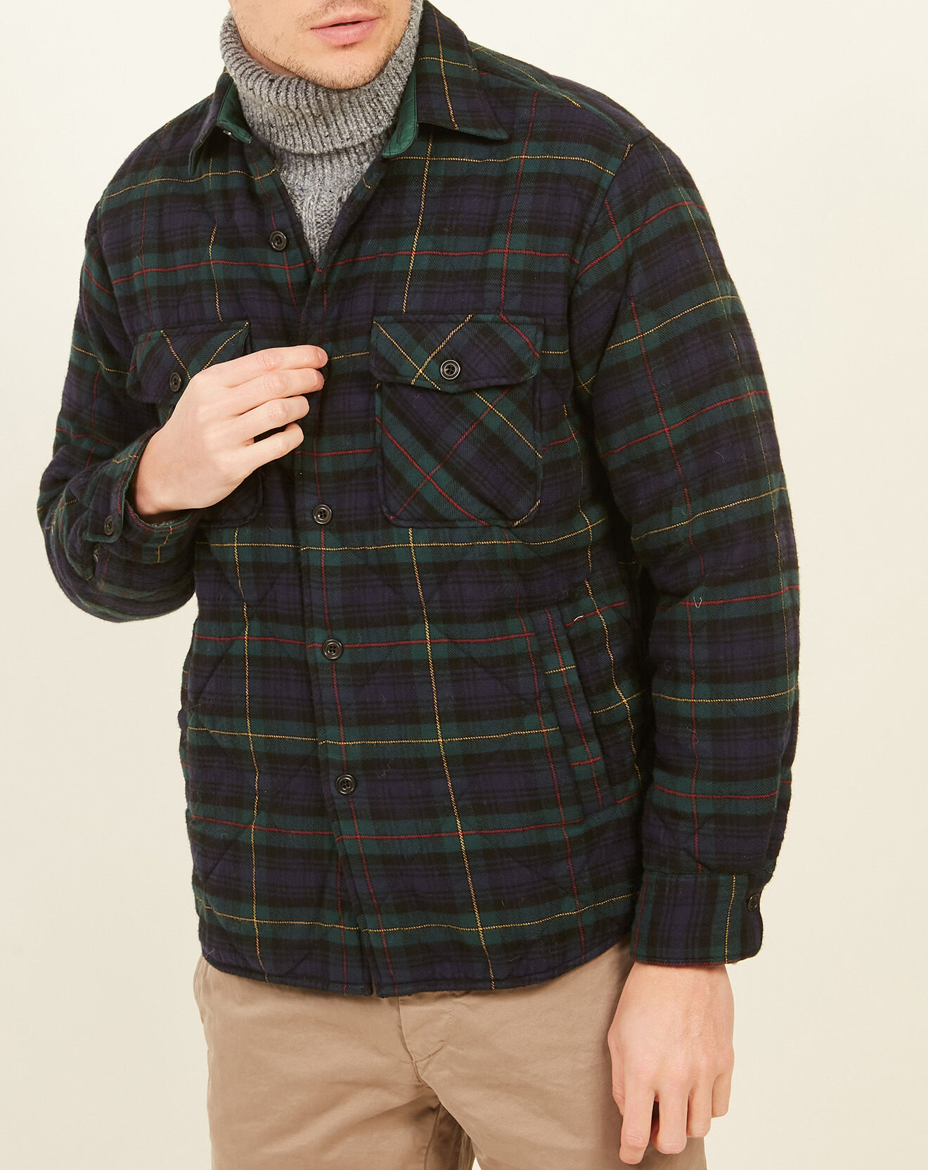 Hartford Veste Surchemise regular Peter à carreaux navy/bleu/vert/rouge