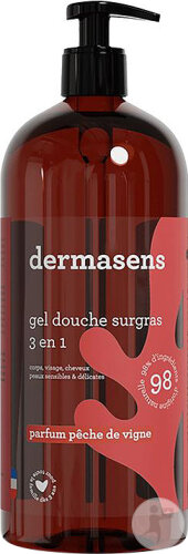 Laboratoire Marque Verte Dermasens Gel Douche Surgras 3en1 Pêche De Vigne 1l