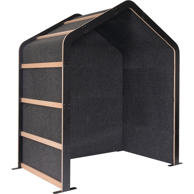 Alcôve acoustique - cabine de confidentialité Villa Sculpo, PET gris foncé,  L 200 x H 230 x P 124,5 cm ARCHYI