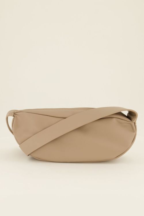 Beige crossbody tas langwerpig
