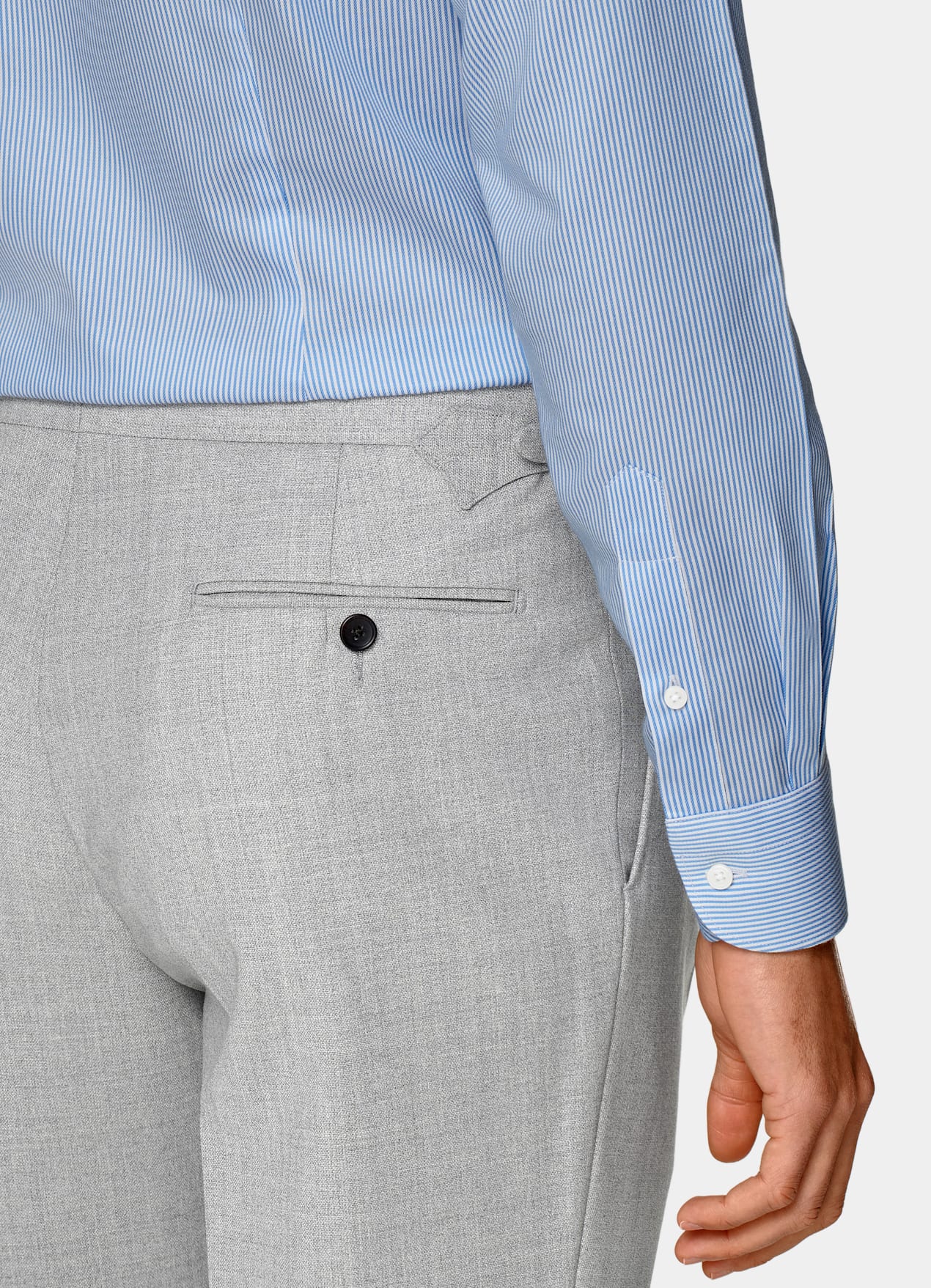 Chemise coupe très ajustée en twill bleu moyen à rayures