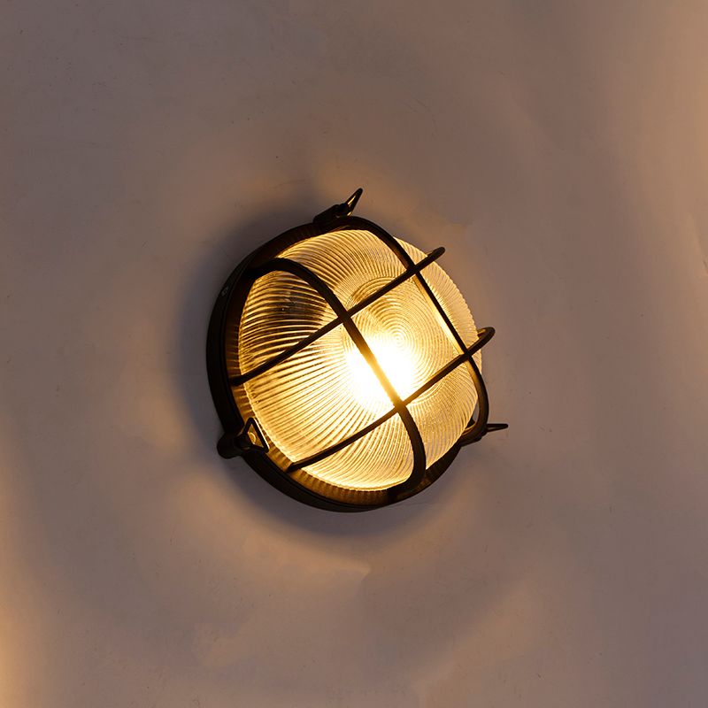 Industriële ronde wandlamp zwart IP44 - Noutica