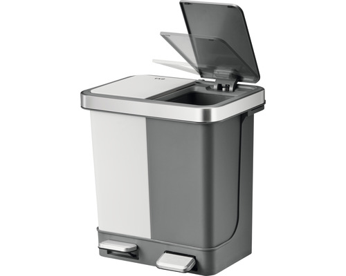EKO Hana Duo pedaalemmer, 2 compartimenten, 20 l, grijs/wit